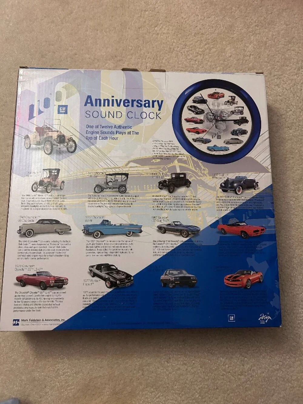 GM 100th Anniversary ~ Wall Clock ~ 12 Authentic Engine Sounds top of each hour